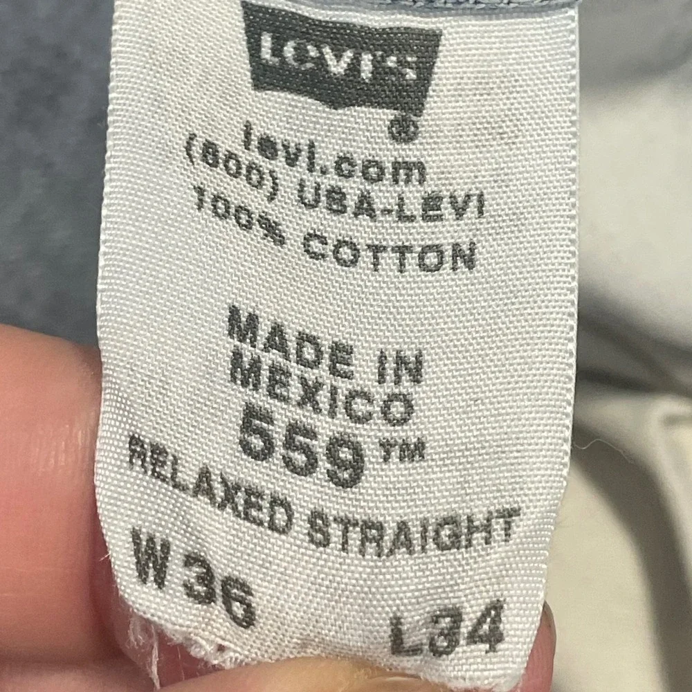 Levis 559 Relaxed Straight Jeans Distressed Mens 36x34 (Fit 36x33)Blue Y2K